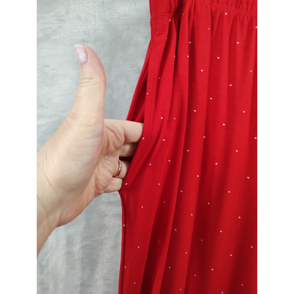 Victoria's Secret Red Polka Dot Modal Pajama Set XL Long Button Front Pockets - Picture 7 of 10